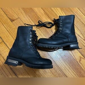 XElement Vigilant Women’s Size 7 Boots LU2446 Black Leather Zip Logger Biker